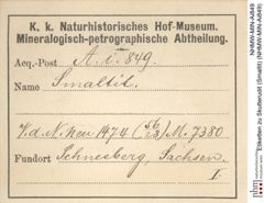 Etiketten zu Skutterudit (Smaltit) (NHMW-MIN-Ai849)